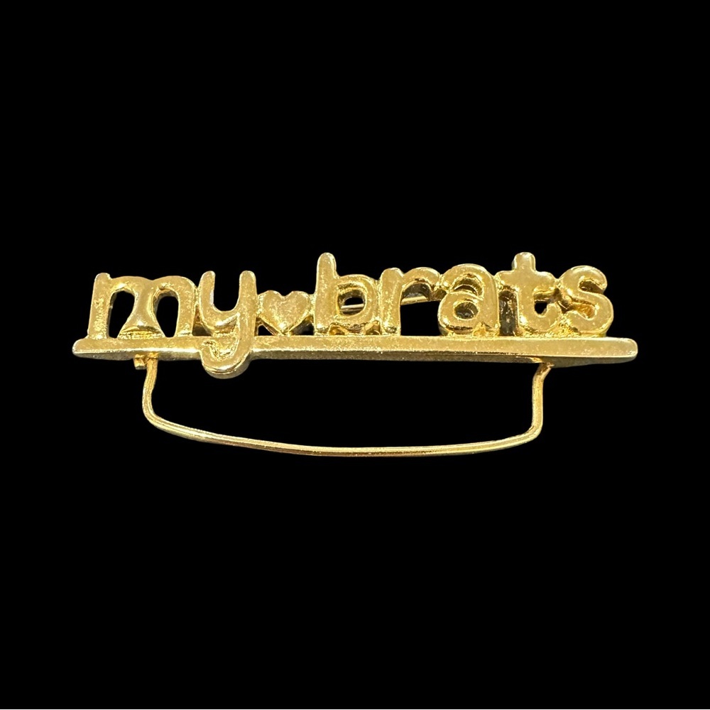 Vintage My Brats Brooch by KIS Gold Tone